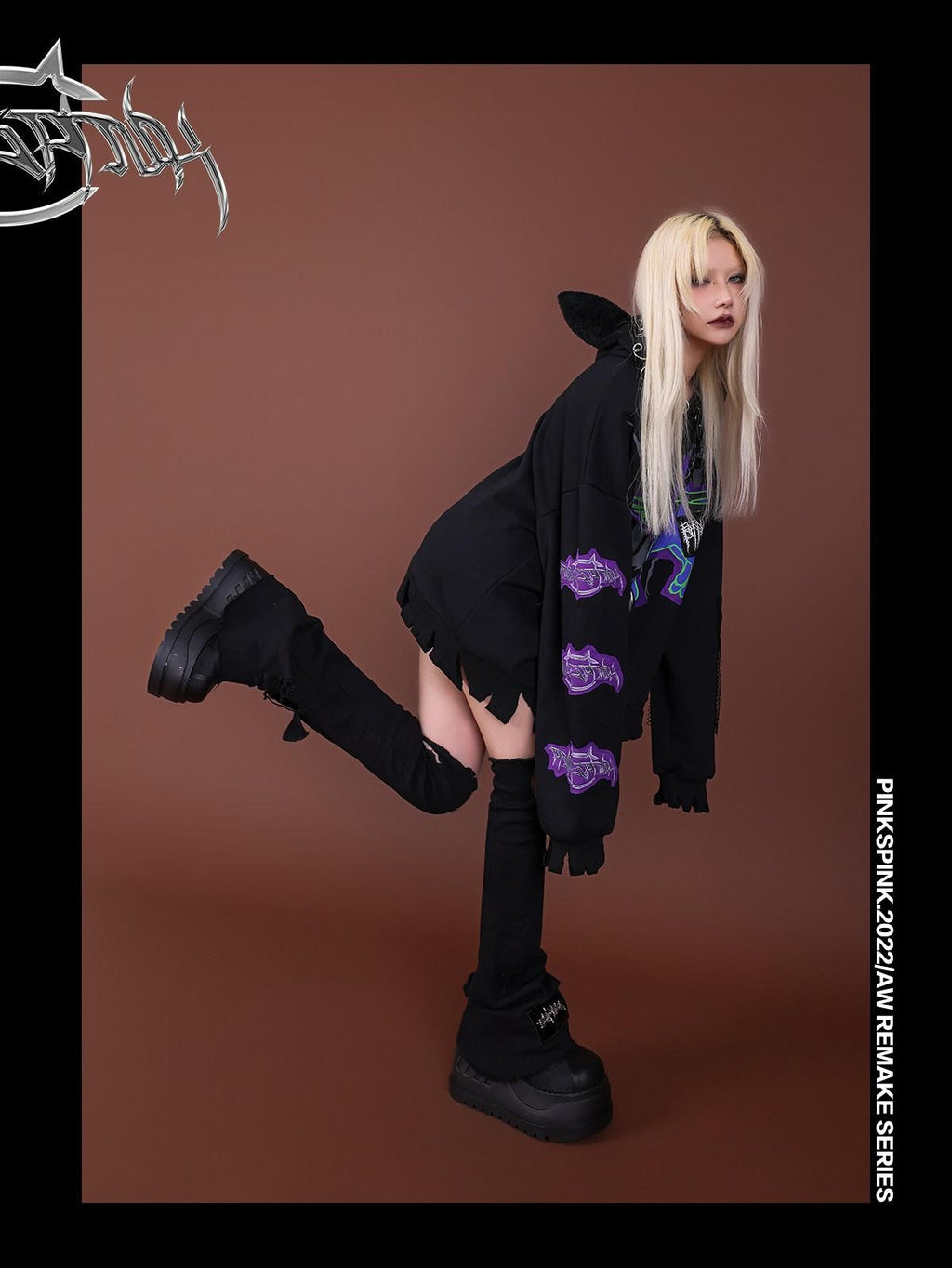 PINKSPINK Reworked Large Ripped Distressed Punk Women's Slim Stretch Leg Warmers