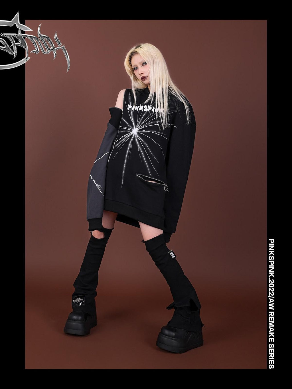 PINKSPINK Reworked Large Ripped Distressed Punk Women's Slim Stretch Leg Warmers