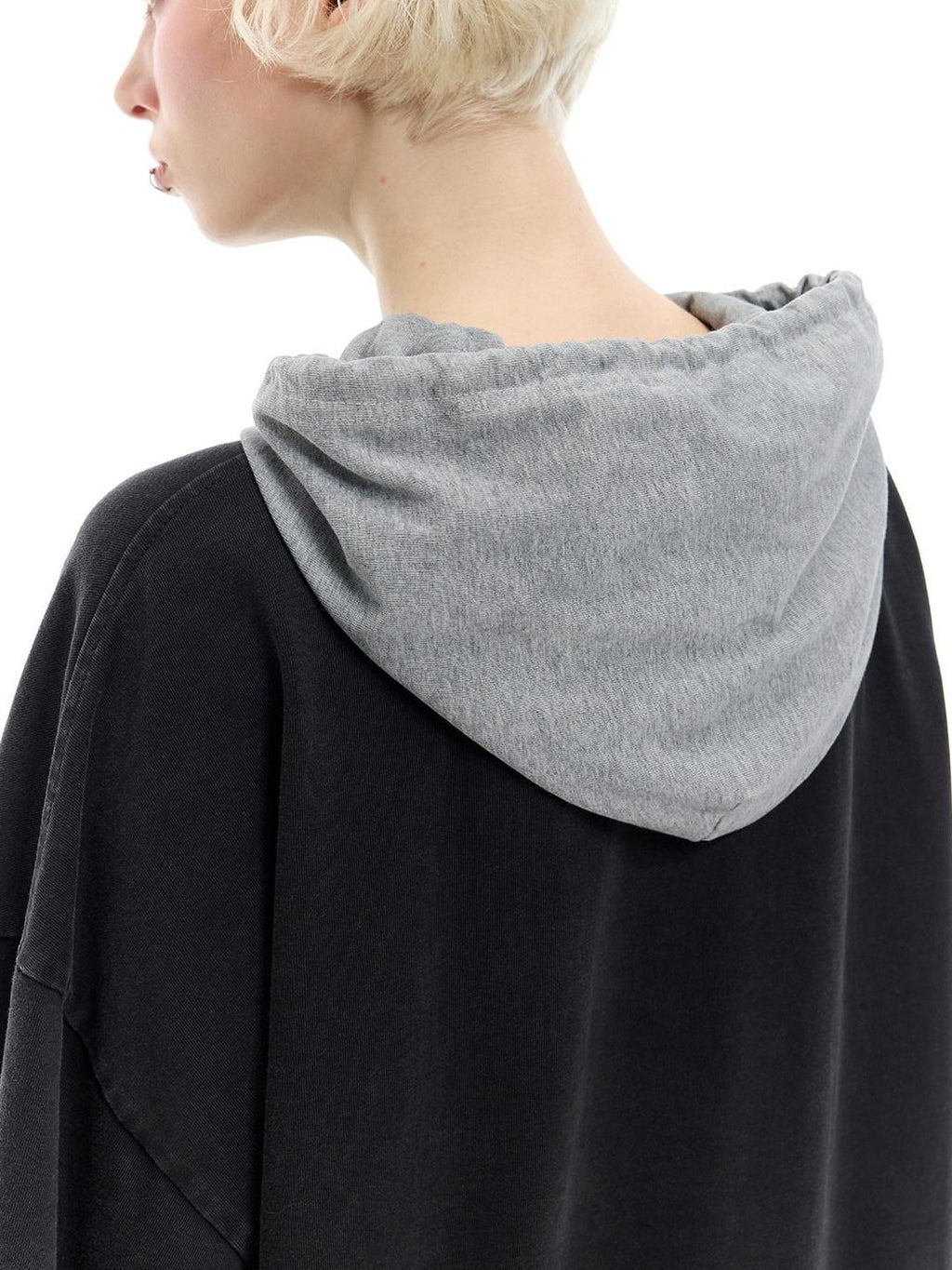 Reworked Layered Hooded Lettered Oversized Women's Cotton Long Sleeve T-shirts