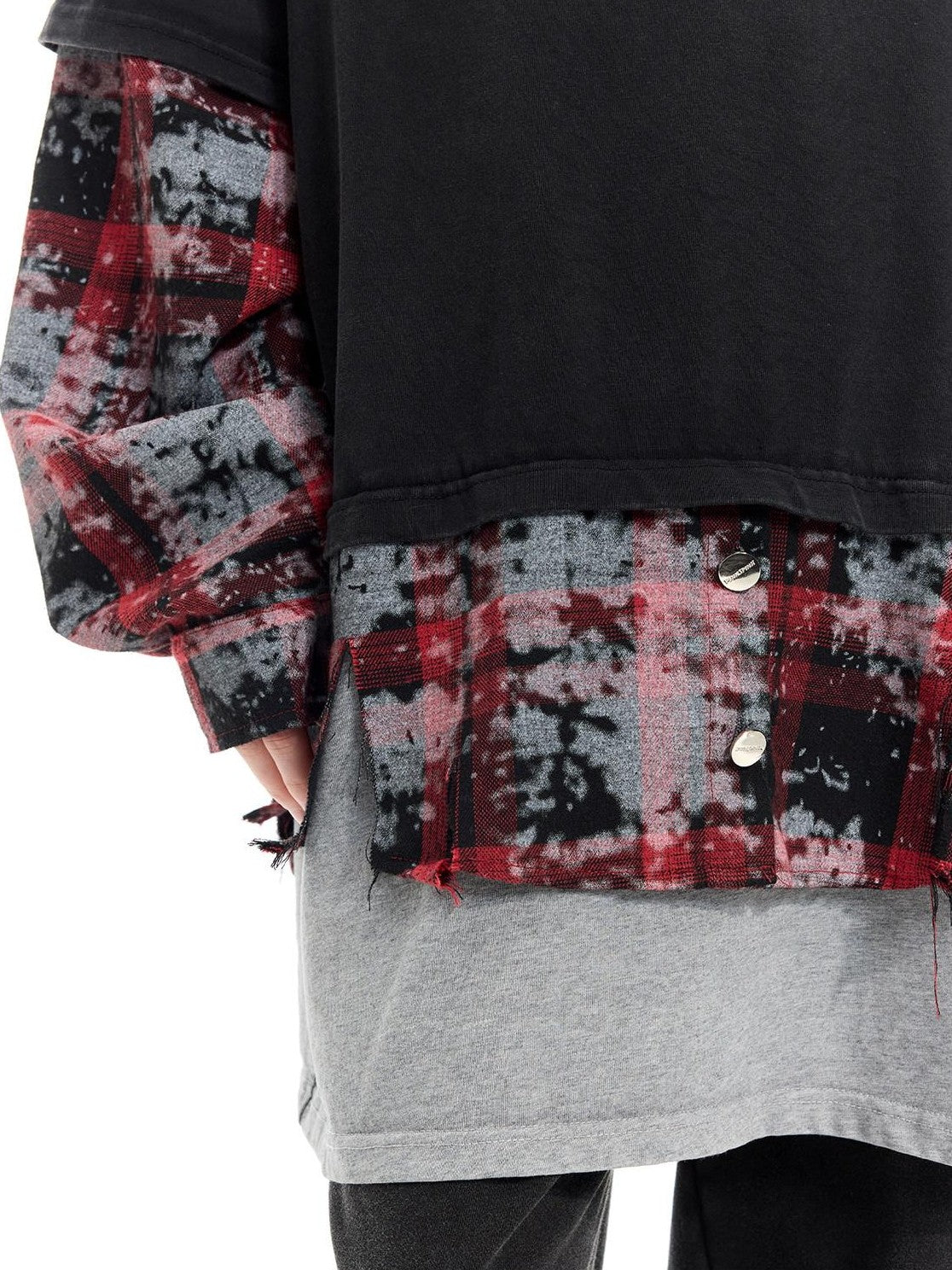 Reworked Layered Hooded Lettered Oversized Women's Cotton Long Sleeve T-shirts
