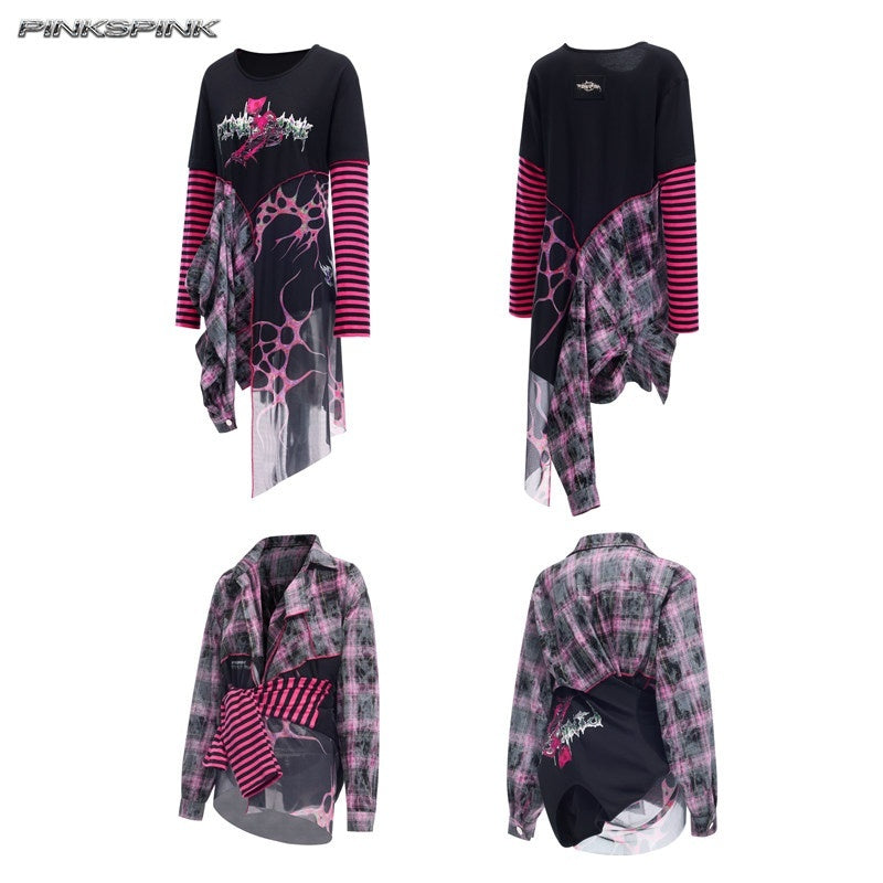 PINKSPINK_Reworked_Striped_T_Splice_Mesh_Asymmetric_Women's_Cotton_Casual_Midi_Dresses_895137155876_MISSTT