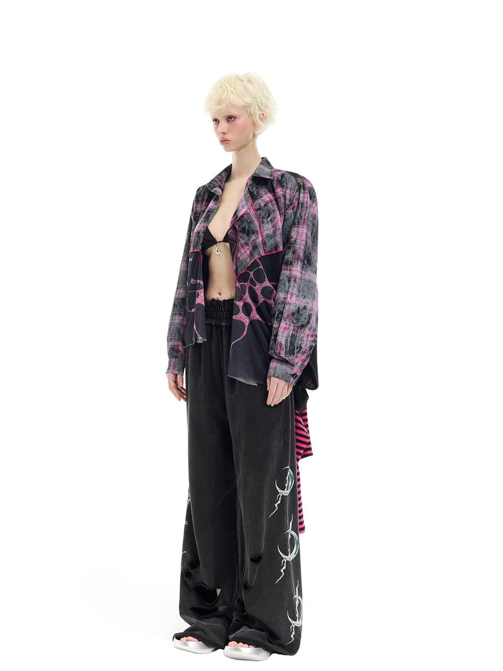 PINKSPINK Reworked Striped T Splice Mesh Asymmetric Women's Cotton Casual Midi Dresses