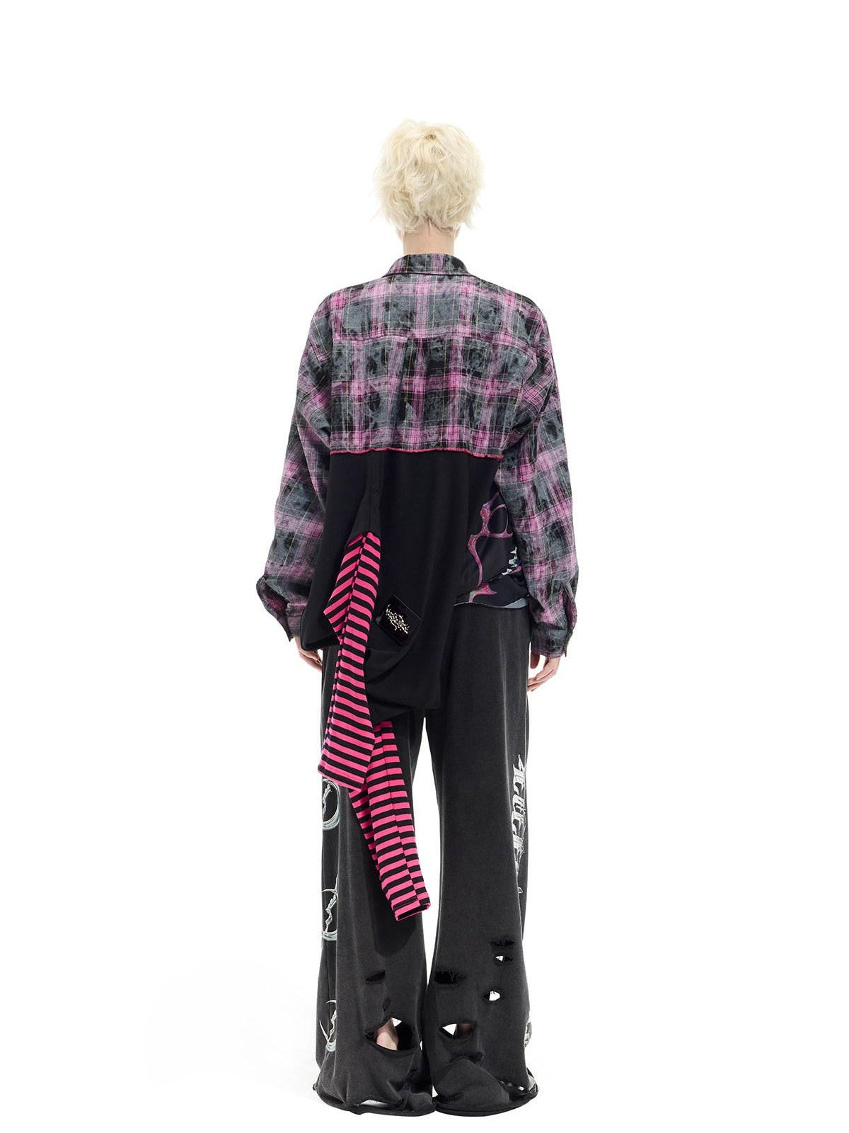 PINKSPINK Reworked Striped T Splice Mesh Asymmetric Women's Cotton Casual Midi Dresses