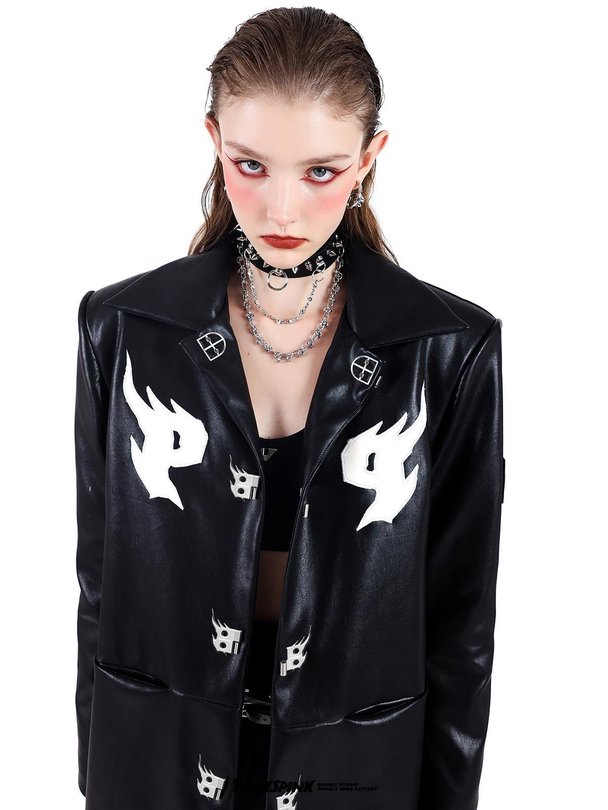PINKSPINK Rhinestone Studded Layered Rock Choker Women's Pu Leather Necklaces