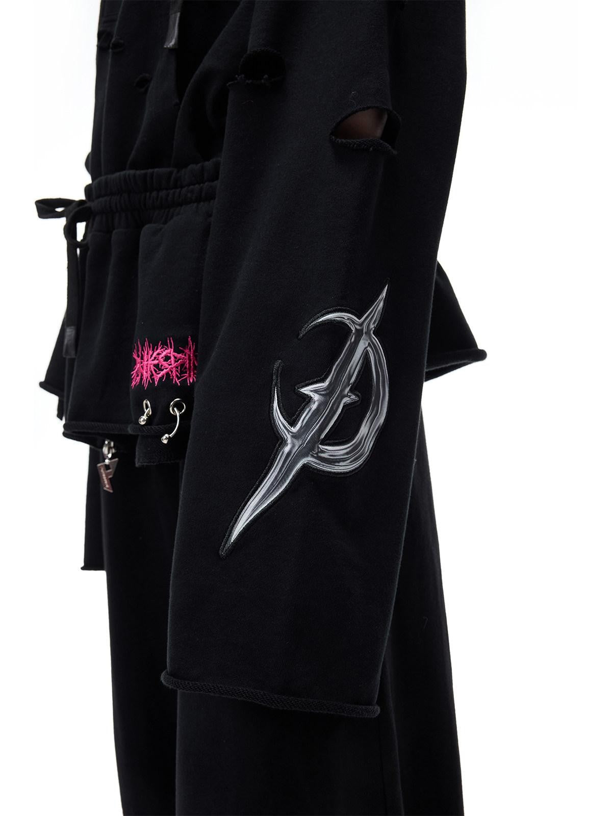 PINKSPINK Riveted Hand Distressed Punk Mohawk Oversized Women's Zip-up Hoodies