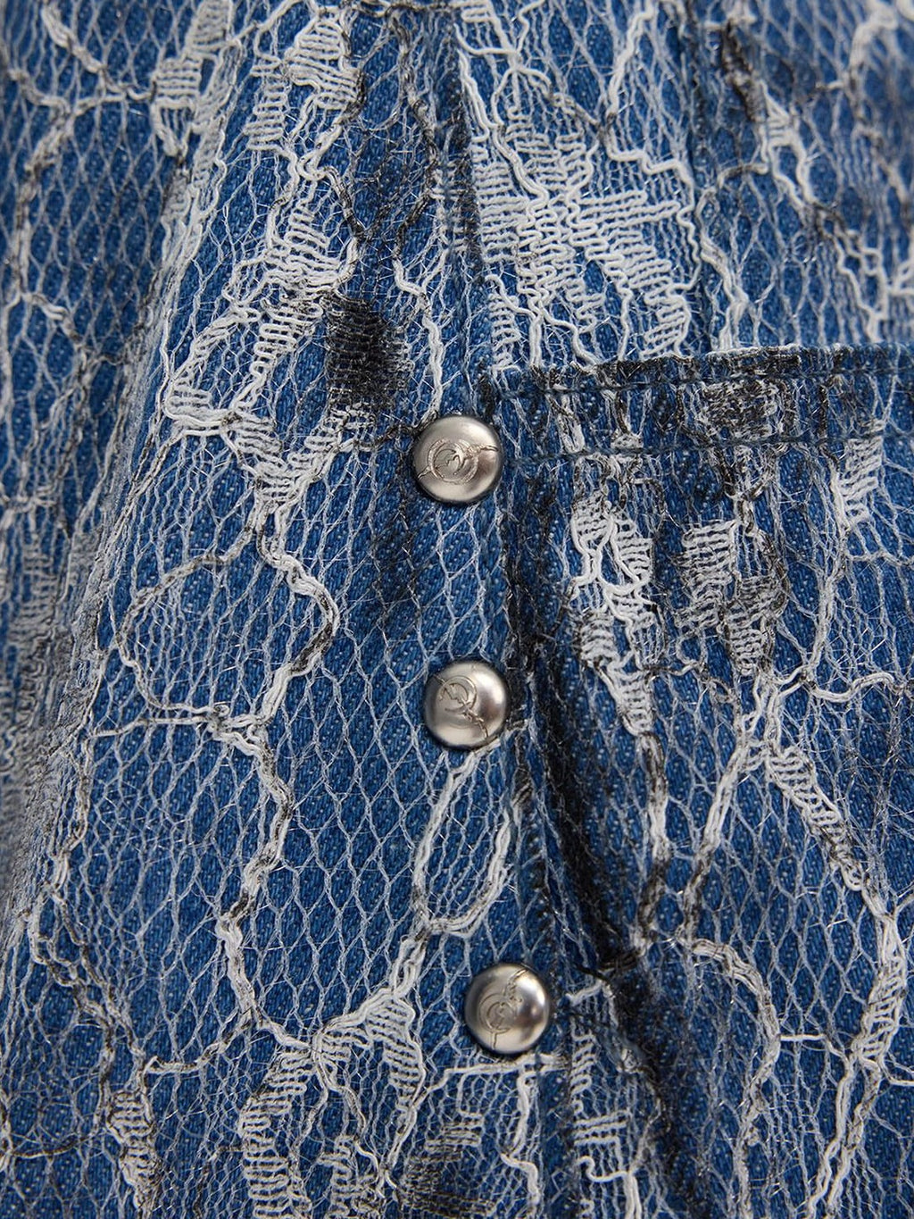 PINKSPINK Riveted Lace Embroidered Paint Splatter Baggy Women's Cotton Cropped Jeans
