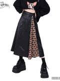 PINKSPINK Rock Colorblock Zipper Lettering Aline Women's Faux Leather Skirts