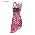 PINKSPINK_Rose_Red_Punk_Studs_Patchwork_Gradient_Mesh_Women's_Cotton_Slip_Midi_Dresses_1045784742564_MISSTT
