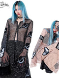 PINKSPINK Sheer Mesh Applique Embroidered Punk Print Women's Cotton Cardigans