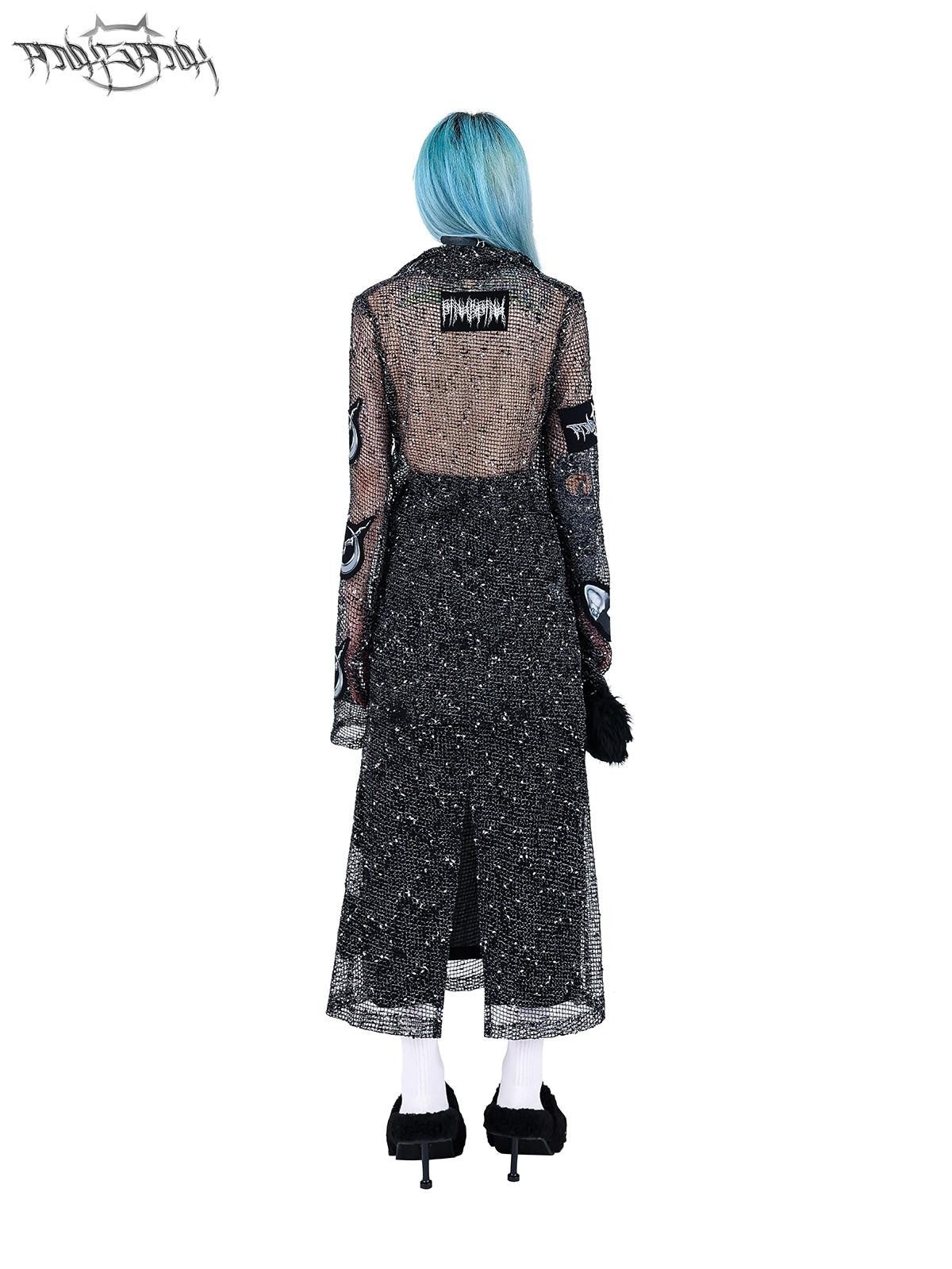 PINKSPINK Sheer Mesh Applique Embroidered Punk Print Women's Cotton Cardigans