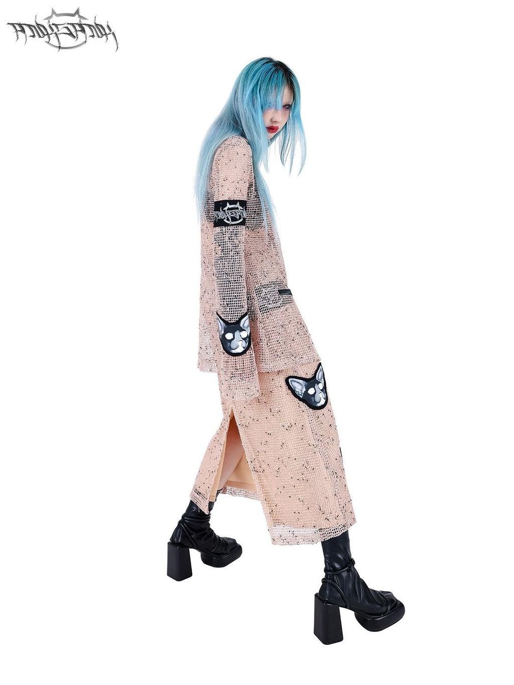 PINKSPINK Sheer Mesh Applique Embroidered Punk Print Women's Cotton Cardigans