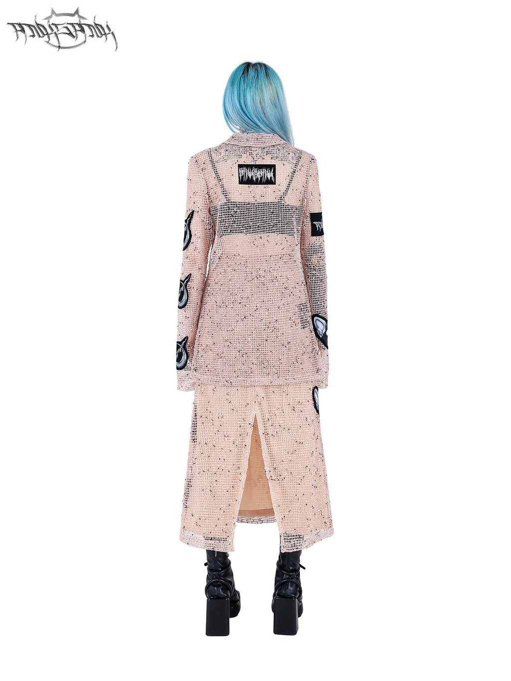 PINKSPINK Sheer Mesh Applique Embroidered Punk Print Women's Cotton Cardigans
