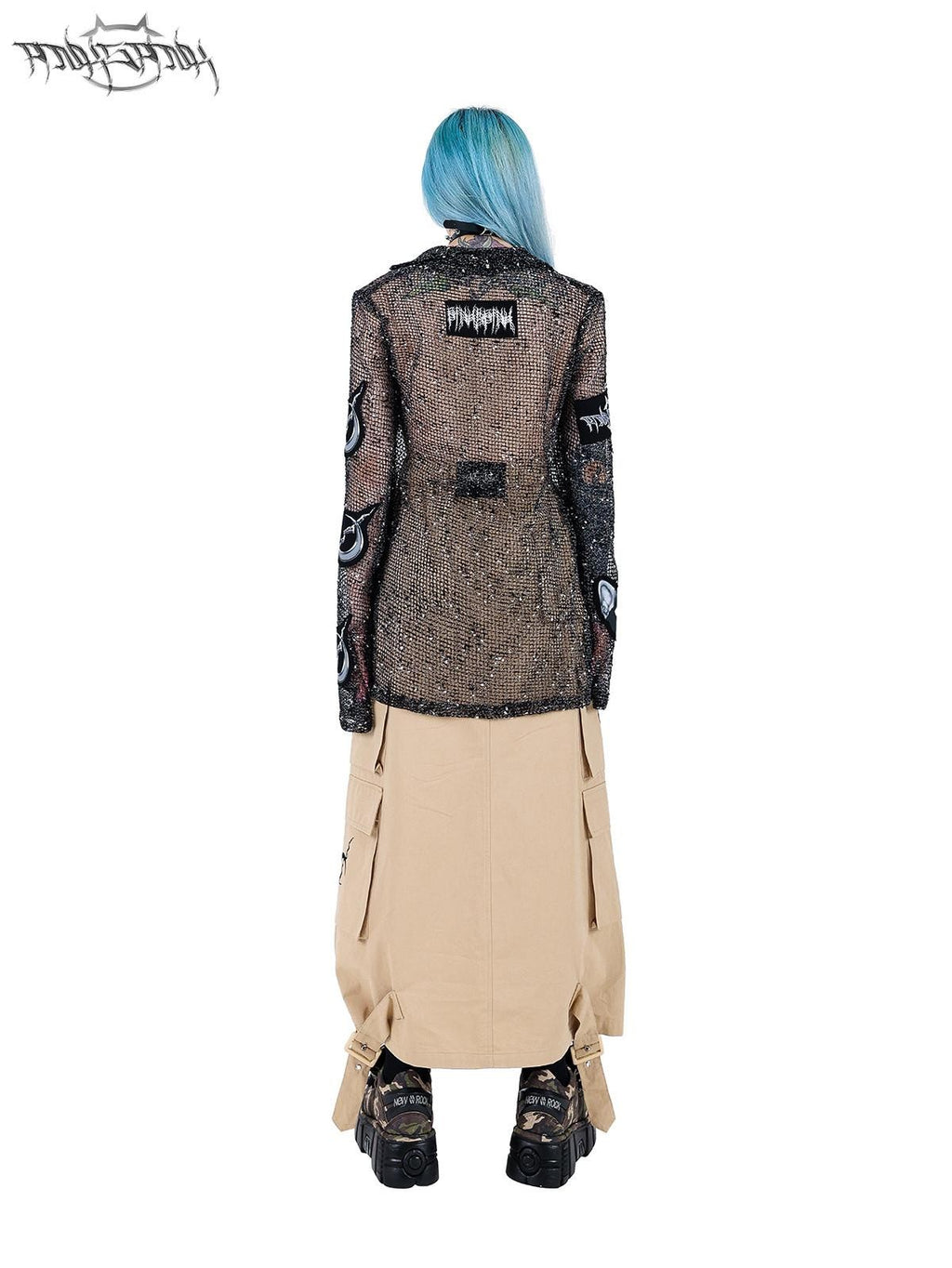 PINKSPINK Sheer Mesh Applique Embroidered Punk Print Women's Cotton Cardigans