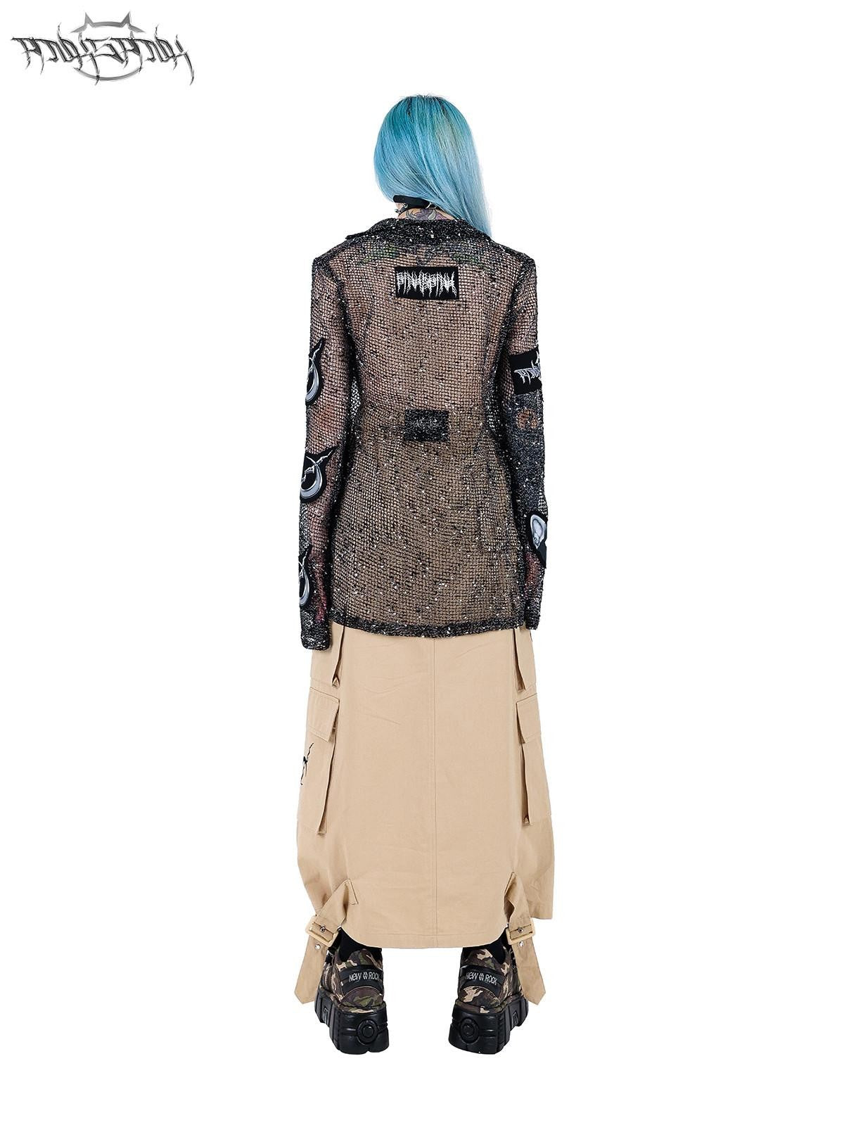 PINKSPINK Sheer Mesh Applique Embroidered Punk Print Women's Cotton Cardigans
