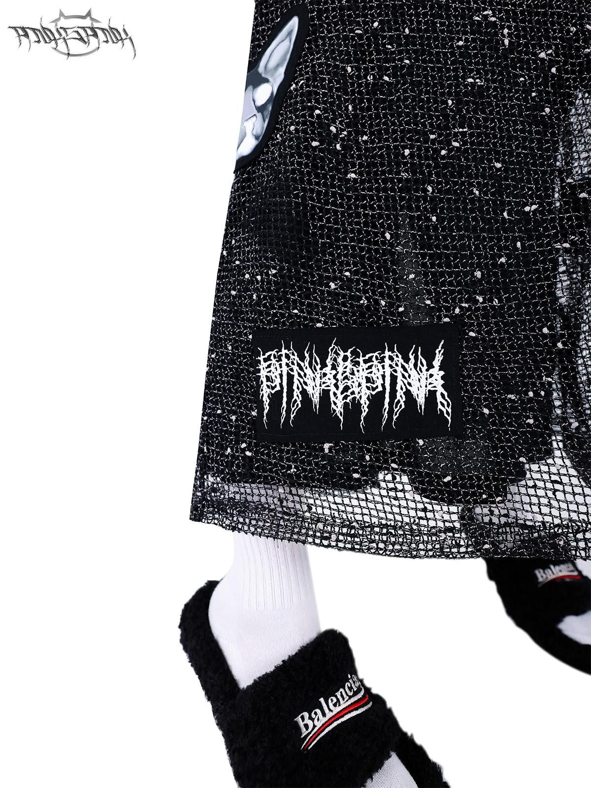 PINKSPINK Sheer Mesh Applique Embroidered Punk Print Women's Cotton Cardigans