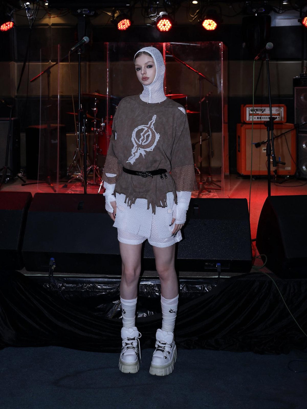 PINKSPINK Sheer Mesh Embroidered Hooded Slim Women's Cotton Long Sleeve T-shirts