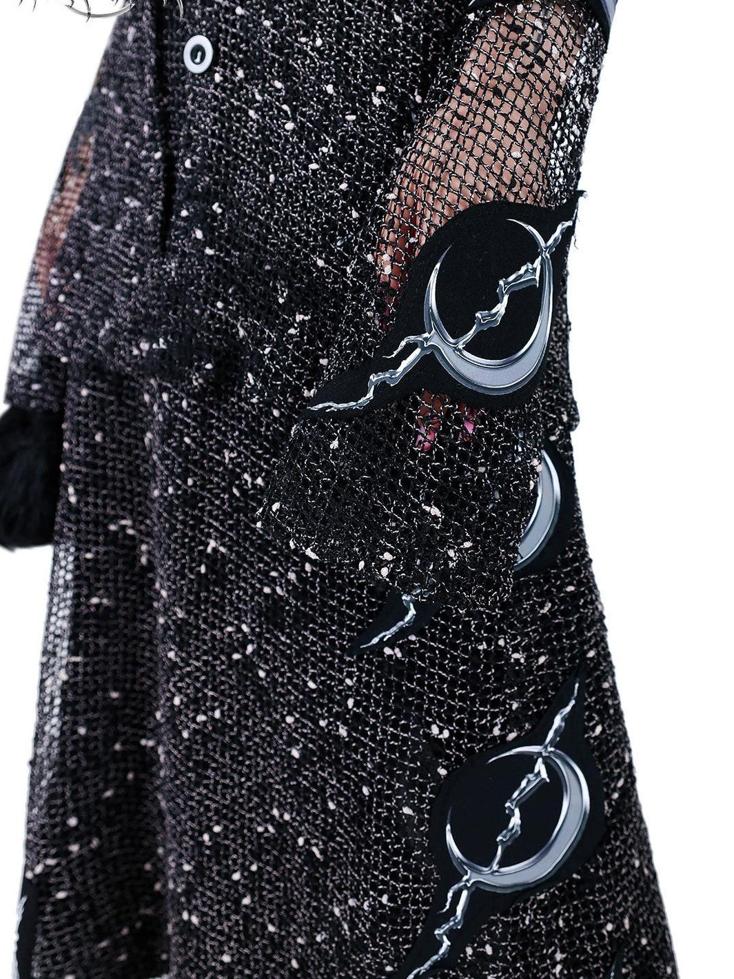 PINKSPINK Sheer Mesh Patch Applique Embroidery Printed Punk Women's Cotton Cardigans