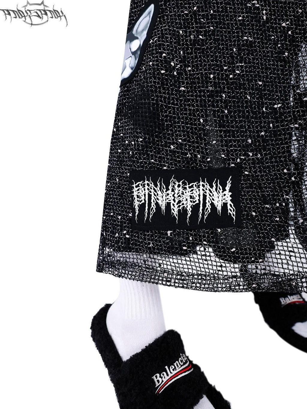 PINKSPINK Sheer Mesh Patch Applique Embroidery Printed Punk Women's Cotton Cardigans