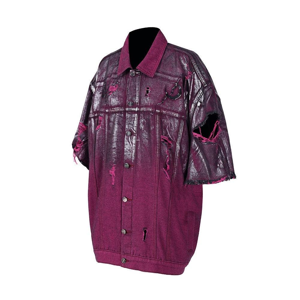 PINKSPINK_Silver_Coated_Wasteland_Pink_Paint_Splatter_Distressed_Women's_Denim_Jackets_731303360346_MISSTT