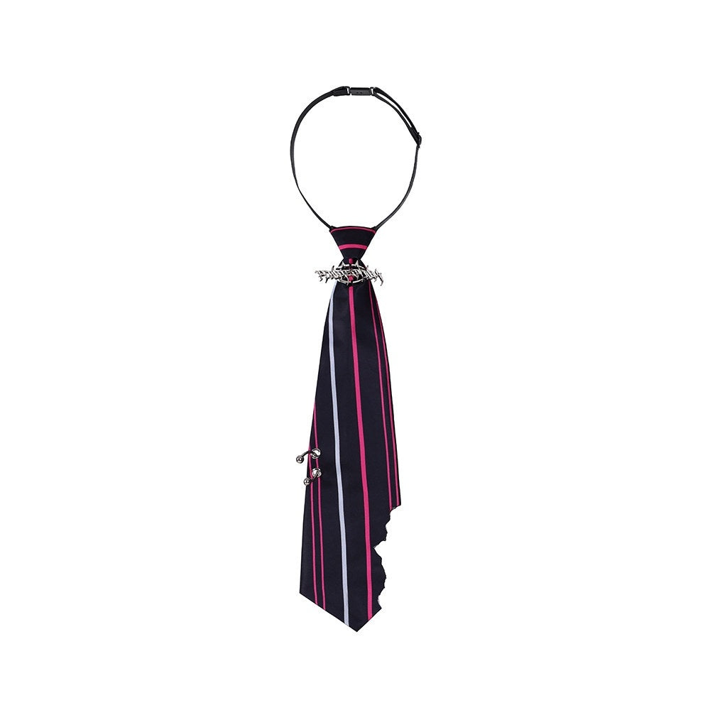 PINKSPINK_Silver_Pink_Striped_Perforated_Ring_Handcut_Burnt_Women's_Neckties_770466656707_MISSTT