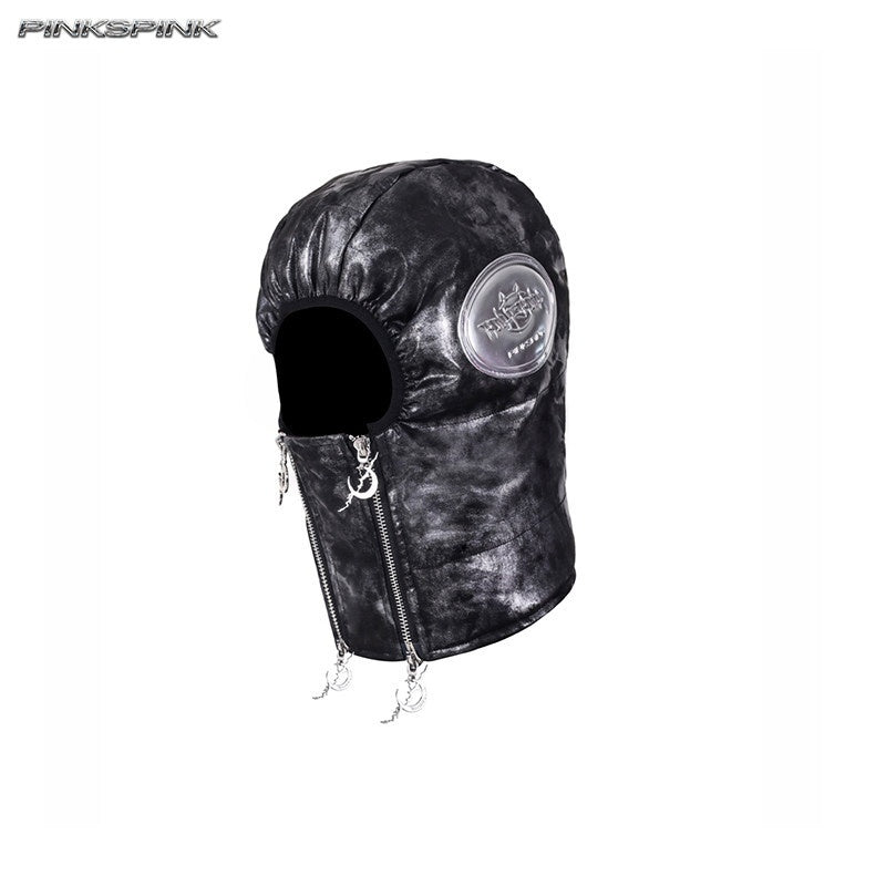 PINKSPINK_Space_Black_Double_Zipper_Structured_Lettering_Y2k_Women's_Polyester_Hats_1000081607042_MISSTT