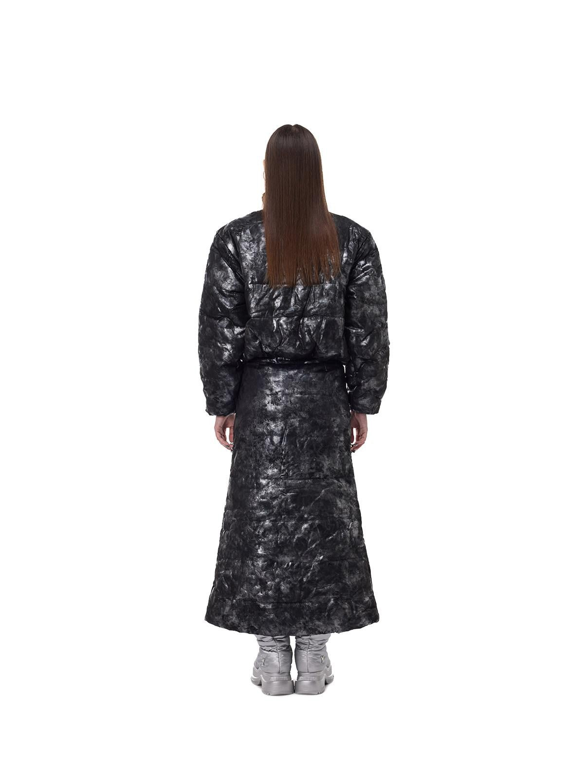 PINKSPINK Space Black Silver Double Zipper Hooded Women's Polyester Padded Cropped Jackets