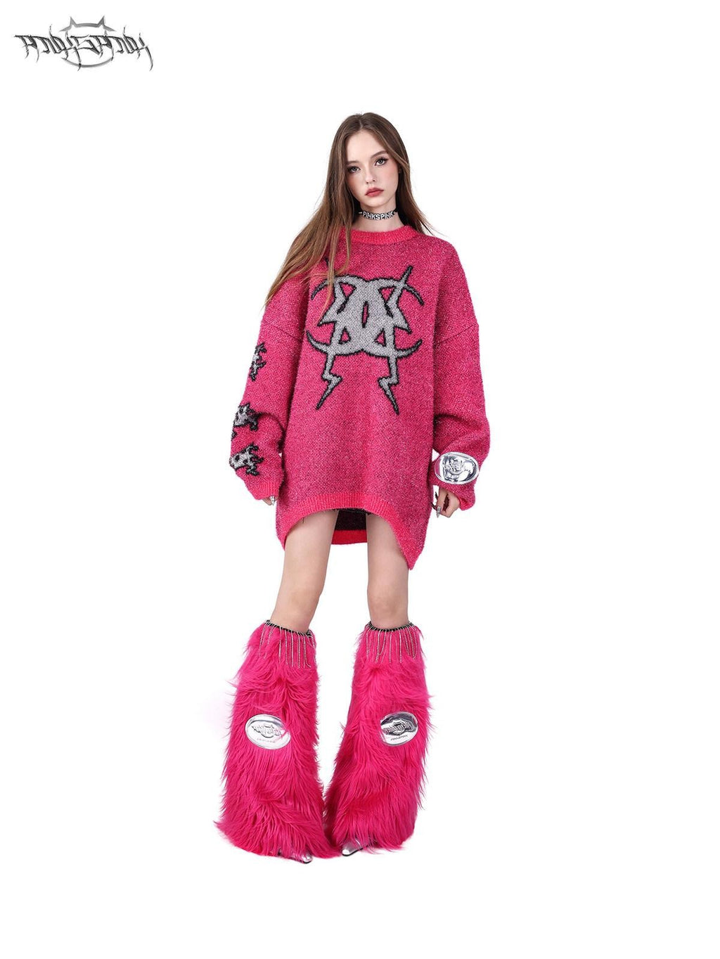 PINKSPINK Sparkling Moon Shape Yarn Knit Women's Acrylic Blend Pullover Sweaters