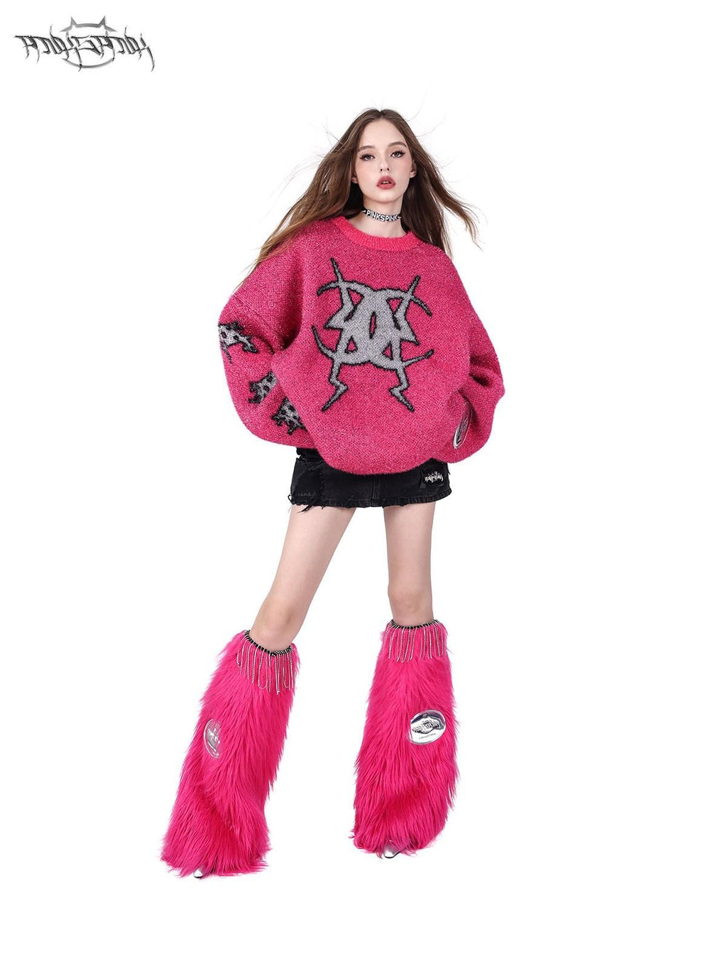 PINKSPINK Sparkling Moon Shape Yarn Knit Women's Acrylic Blend Pullover Sweaters
