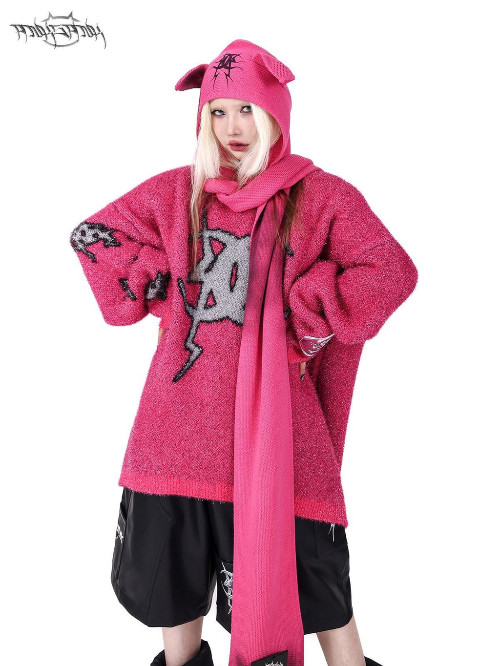 PINKSPINK Sparkling Moon Shape Yarn Knit Women's Acrylic Blend Pullover Sweaters