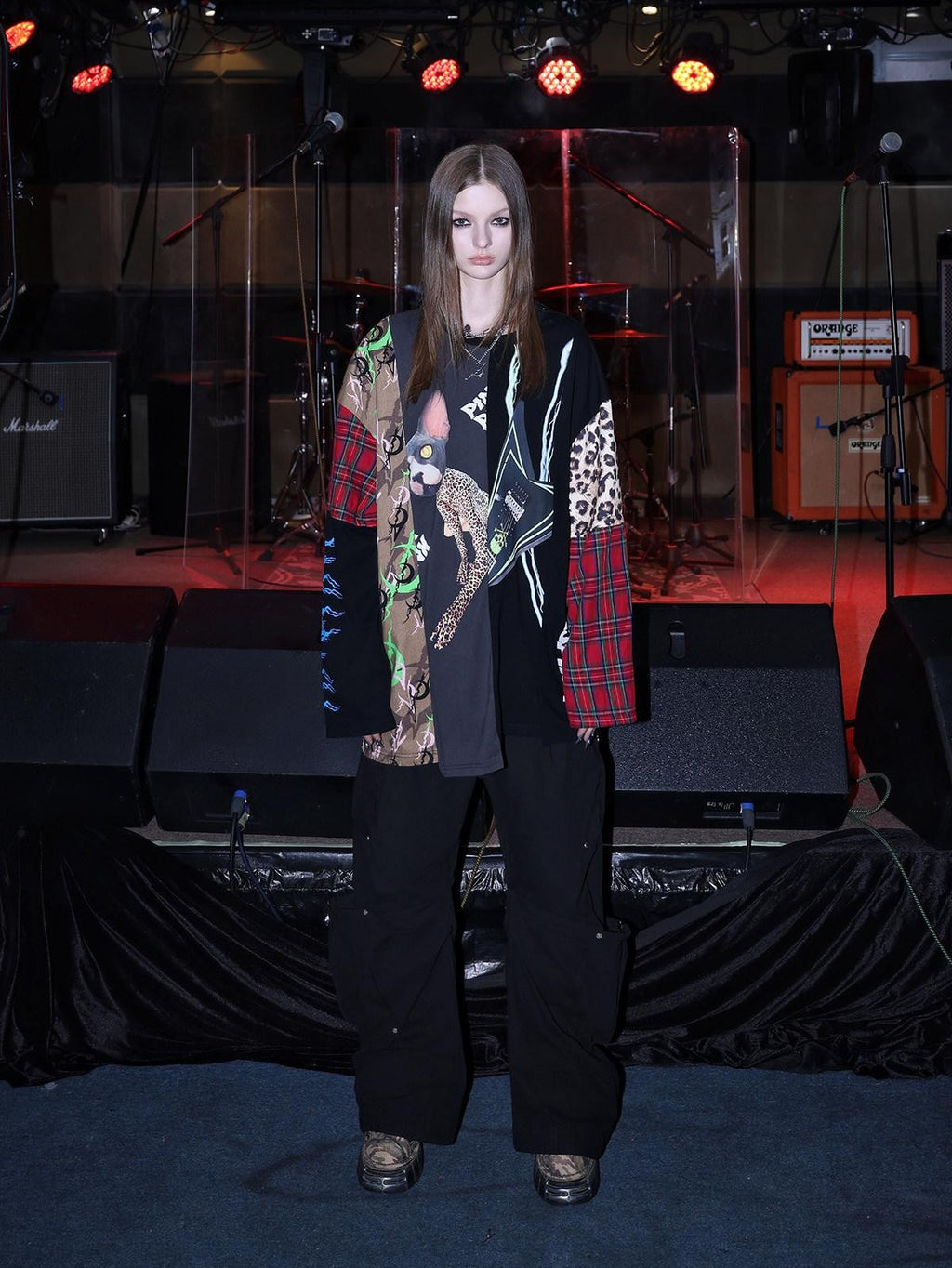PINKSPINK Sphinx Camouflage Patchwork Embroidered 3d Sequin Women's Long Sleeve T-shirts