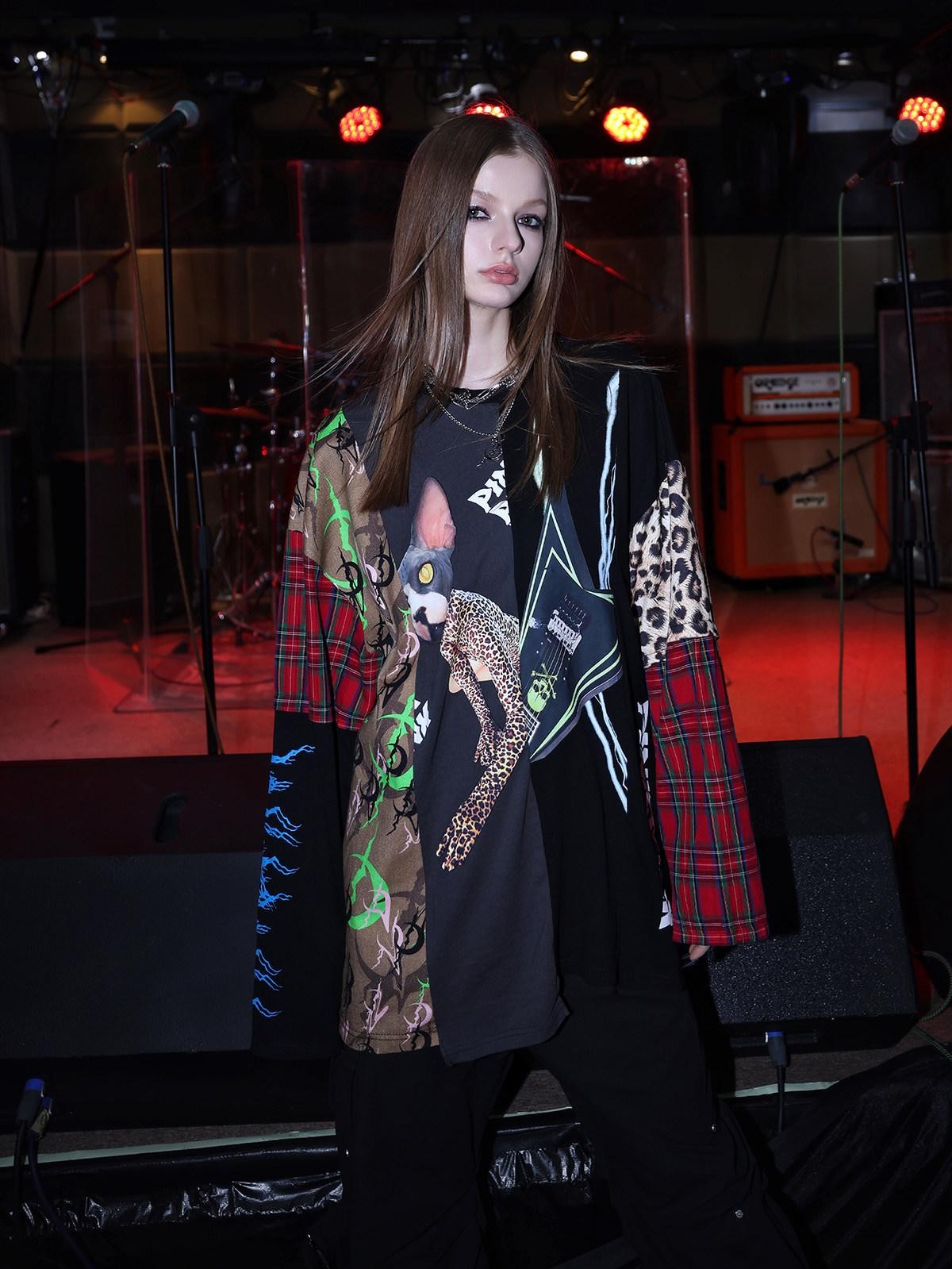 PINKSPINK Sphinx Camouflage Patchwork Embroidered 3d Sequin Women's Long Sleeve T-shirts