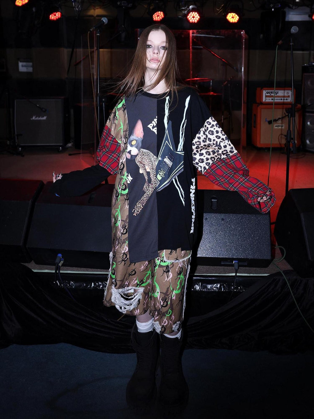 PINKSPINK Sphinx Camouflage Patchwork Embroidered 3d Sequin Women's Long Sleeve T-shirts