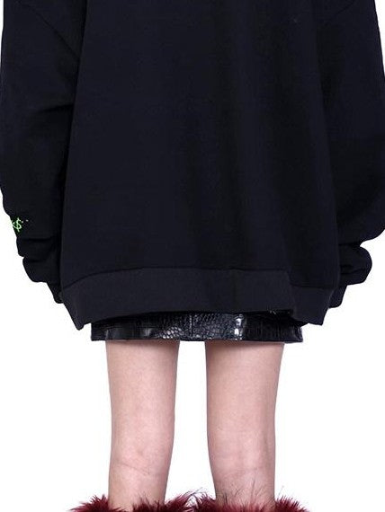 PINKSPINK Sphinx Cat Ear Edm Print Women's 100 Percent Cotton Loose Hoodies