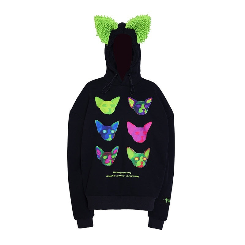 PINKSPINK_Sphinx_Cat_Ear_Electronic_Print_Cartoon_Loose_Women's_Cotton_Hoodies_861115575171_MISSTT