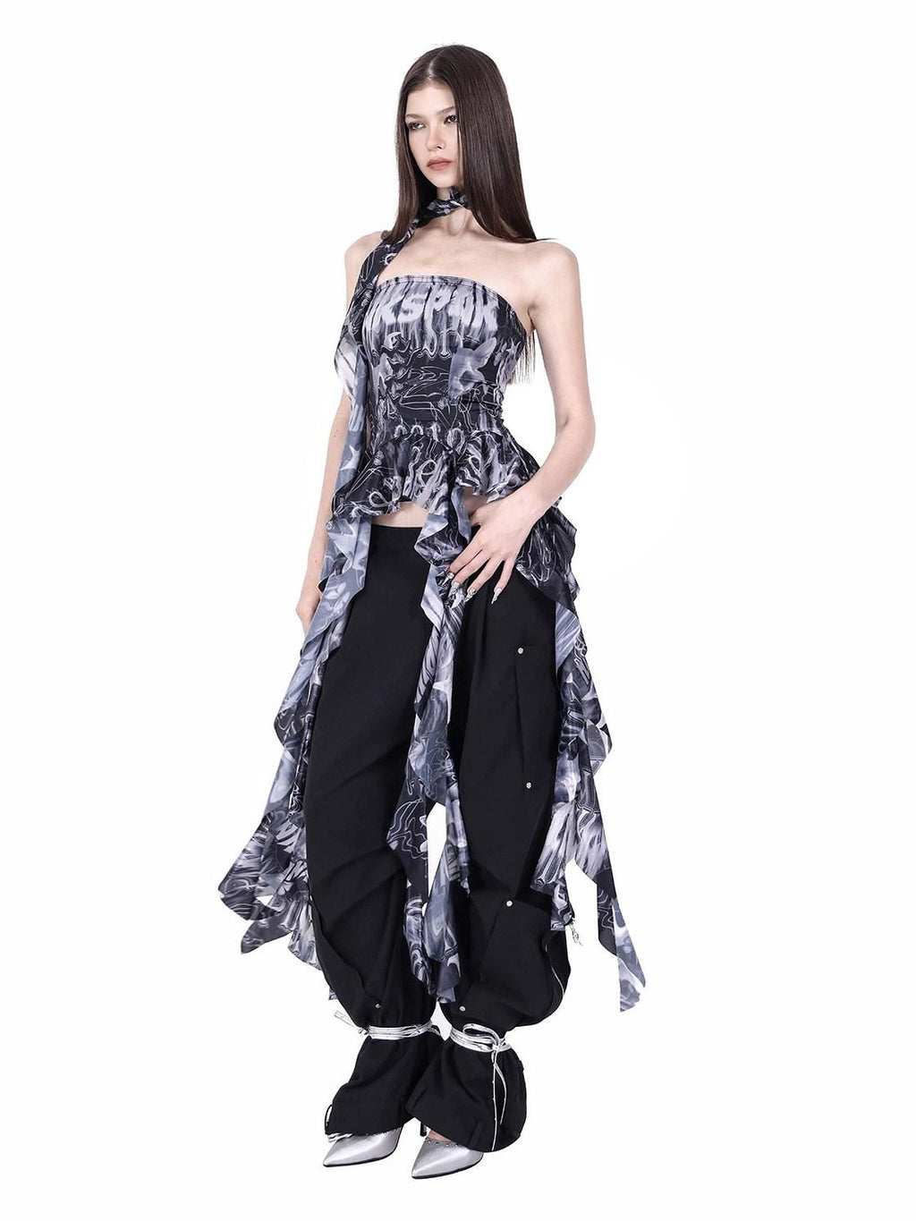 PINKSPINK Sphinx Cat White Flame Creature Concept Printed Women's Polyester Slim Tube Tops