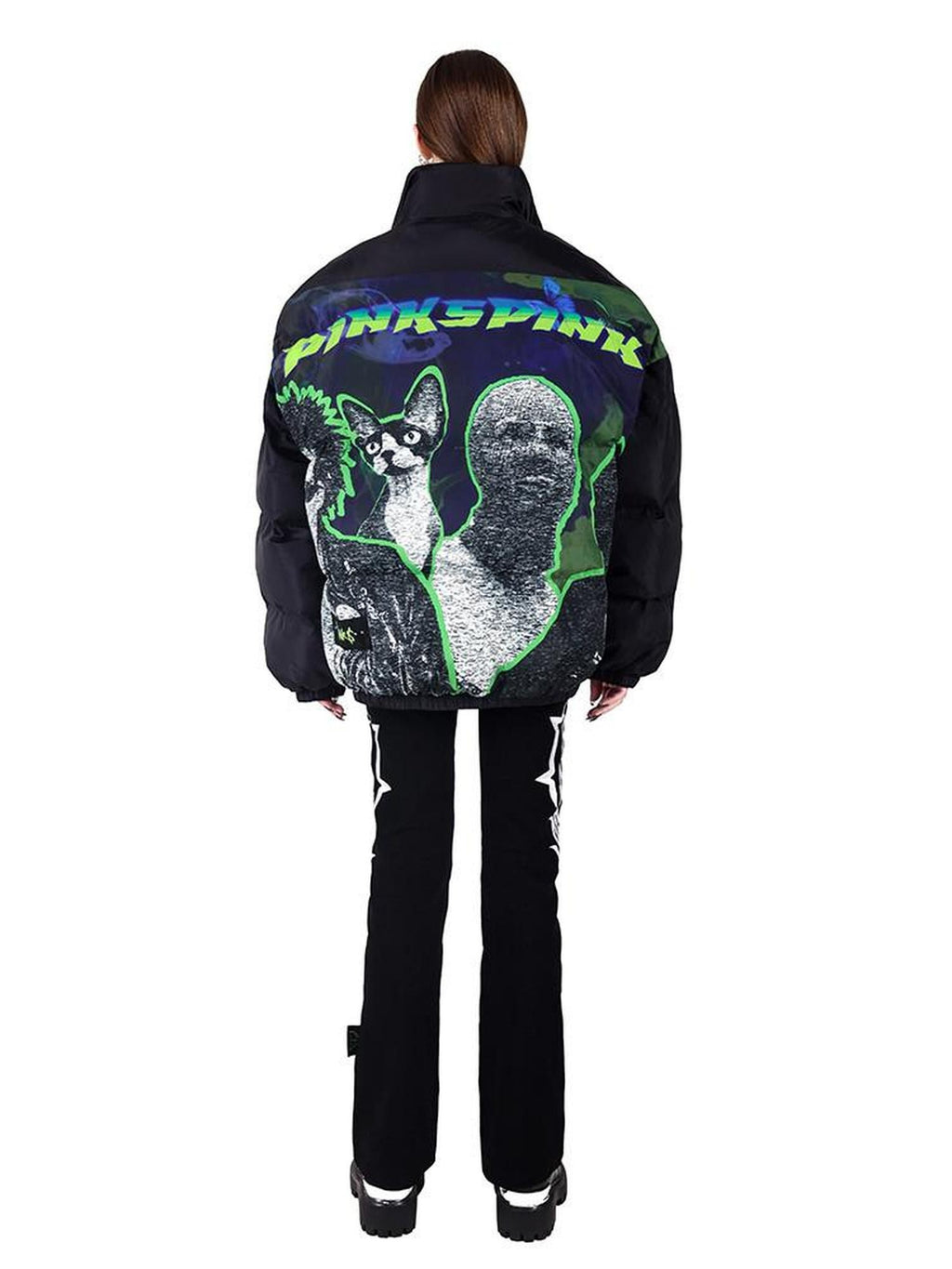 PINKSPINK Sphinx Character Rock Punk Oversized High Collar Women's Cotton Puffer Jackets