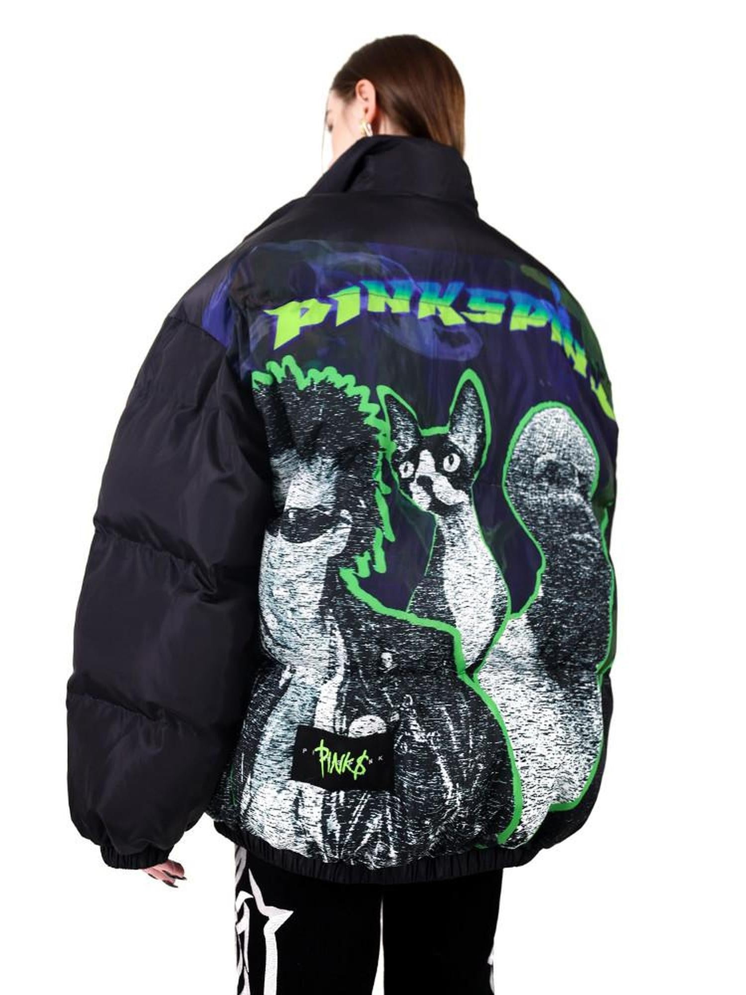 PINKSPINK Sphinx Character Rock Punk Oversized High Collar Women's Cotton Puffer Jackets