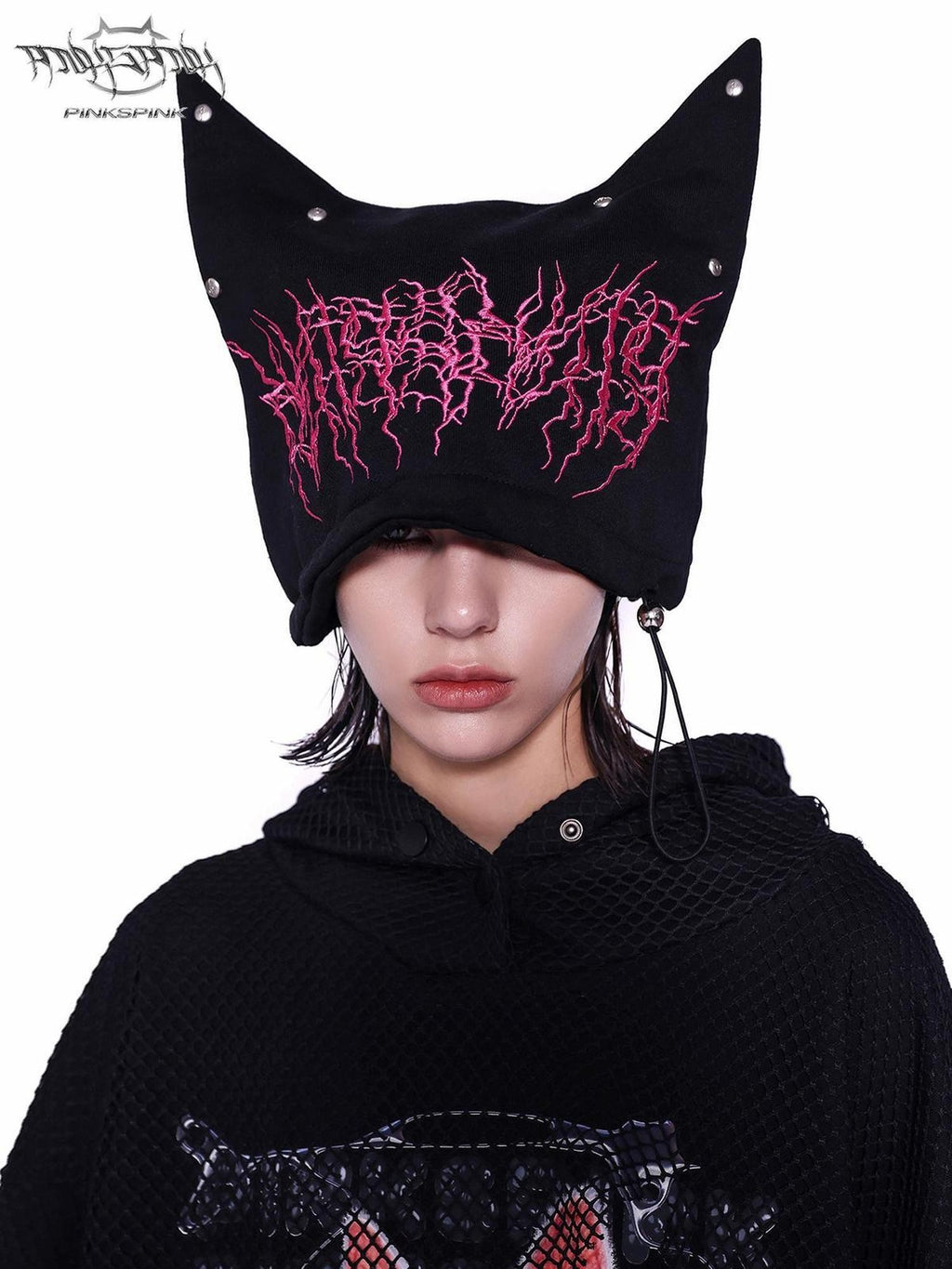 PINKSPINK Sphinx Heavy Letter Embroidery Cat Ear Women's Cotton Knit Beanies