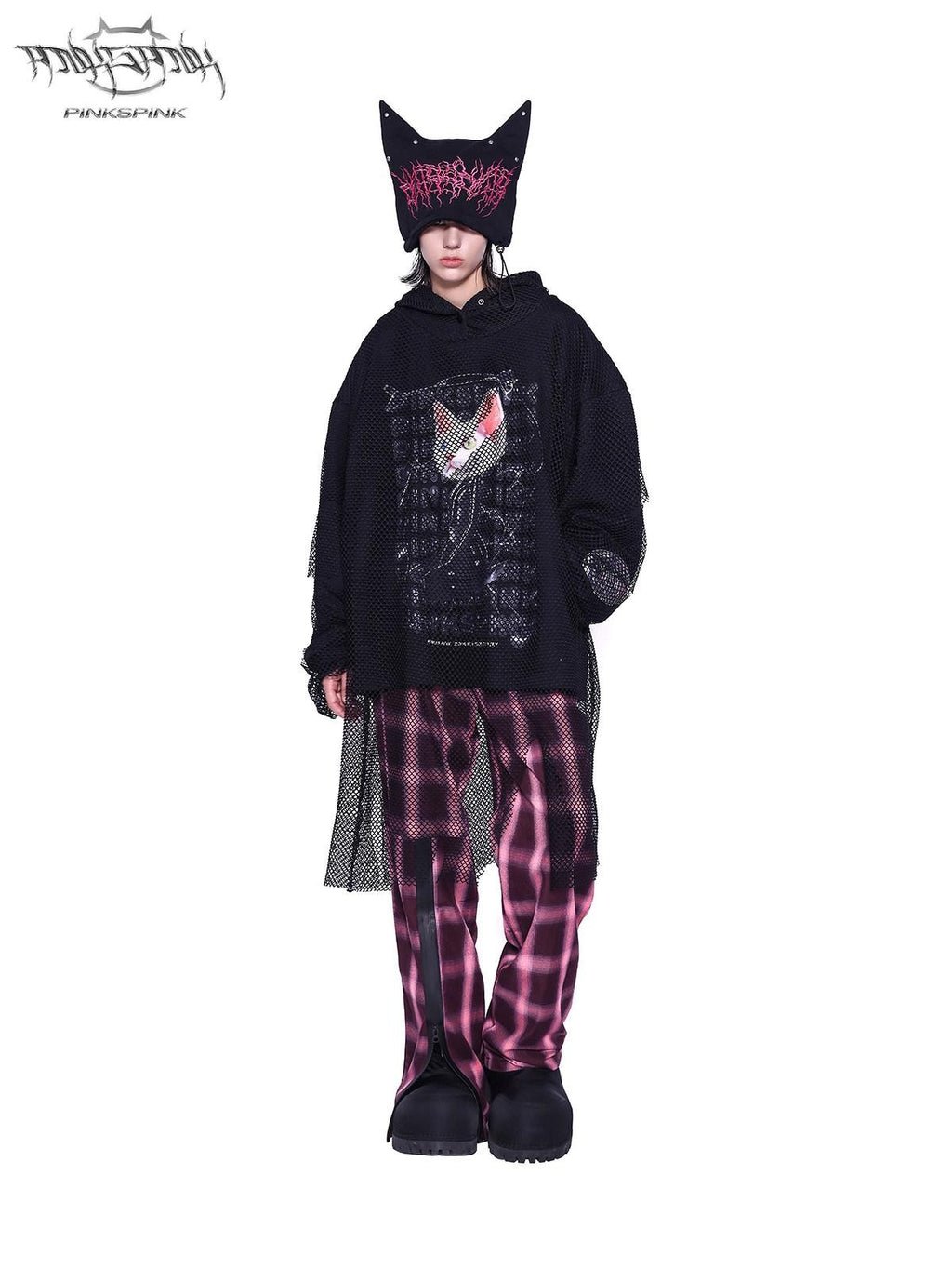 PINKSPINK Sphinx Heavy Letter Embroidery Cat Ear Women's Cotton Knit Beanies