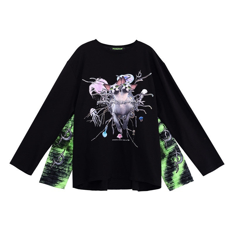 PINKSPINK_Sphinx_Print_Reconstructed_Four_Sleeve_Women's_Cotton_Long_Sleeve_T-shirts_824280453663_MISSTT