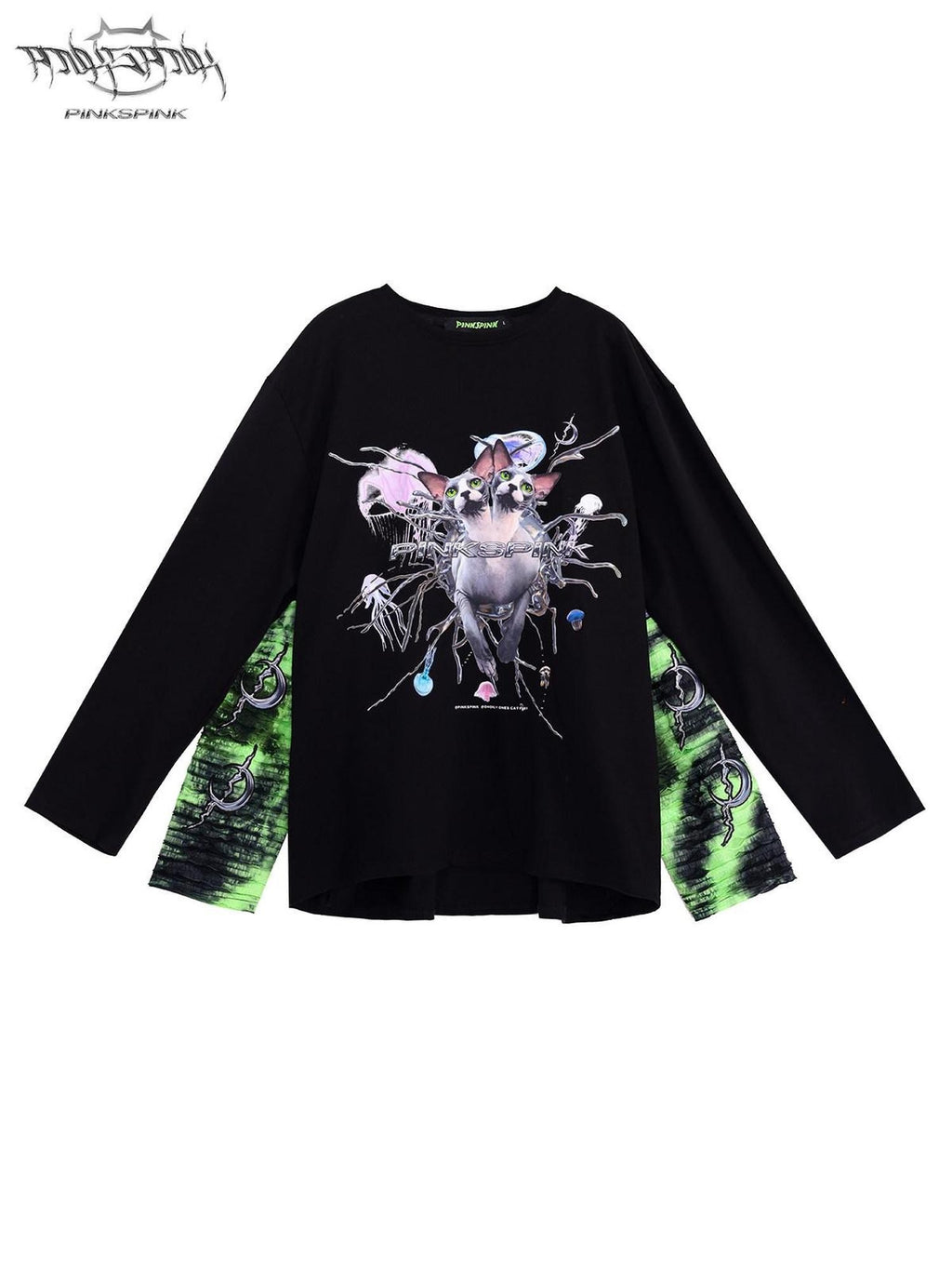 PINKSPINK Sphinx Print Reconstructed Four Sleeve Women's Cotton Long Sleeve T-shirts