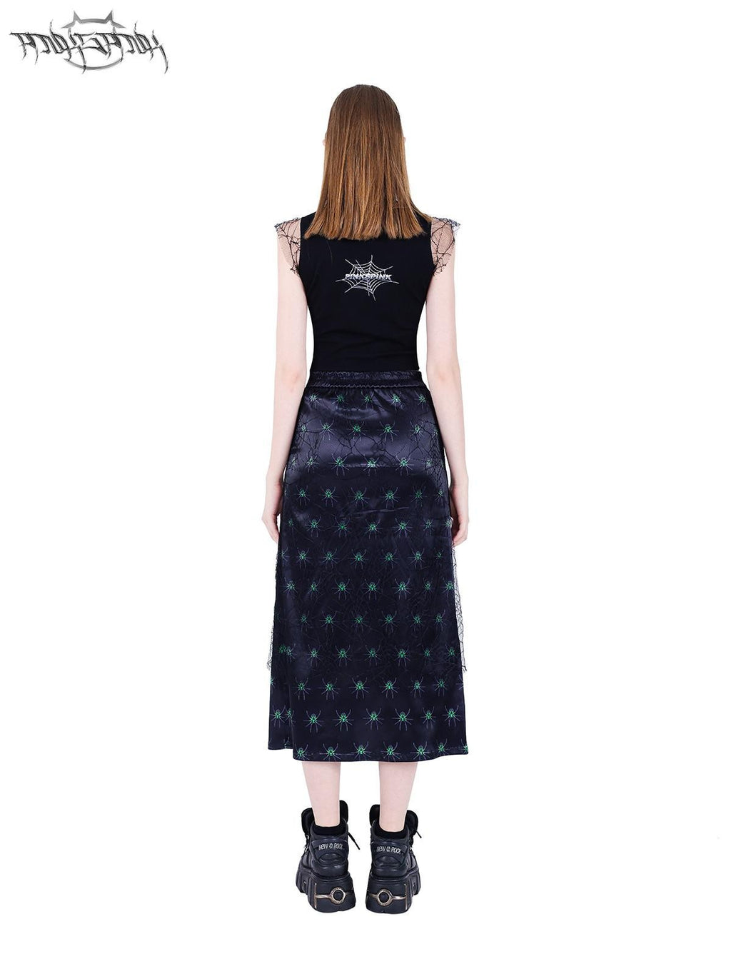 PINKSPINK Spiderweb Mesh Double Layered A Line Women's Mesh Midi Skirts