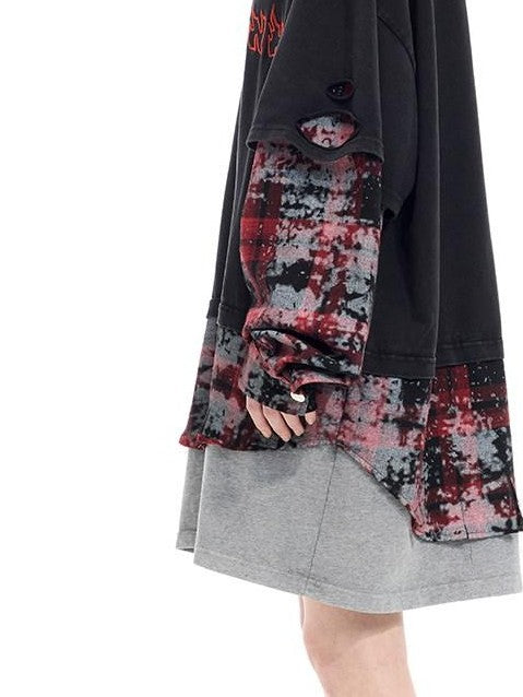 PINKSPINK Spray Painted Red Plaid Geometric Digital Print Women's Cotton Headdresses