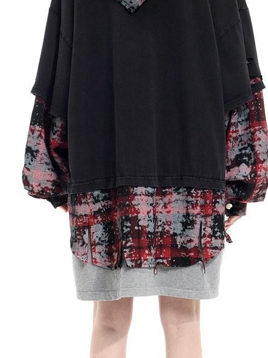 PINKSPINK Spray Painted Red Plaid Geometric Digital Print Women's Cotton Headdresses