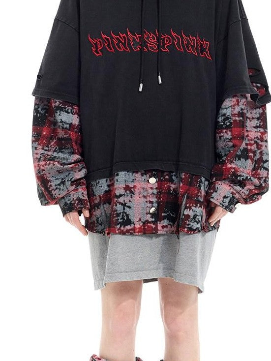 PINKSPINK Spray Painted Red Plaid Geometric Digital Print Women's Cotton Headdresses