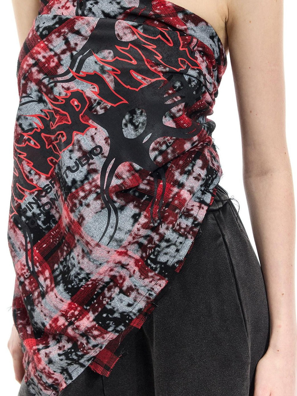 PINKSPINK Spray Painted Red Plaid Geometric Digital Print Women's Cotton Headdresses