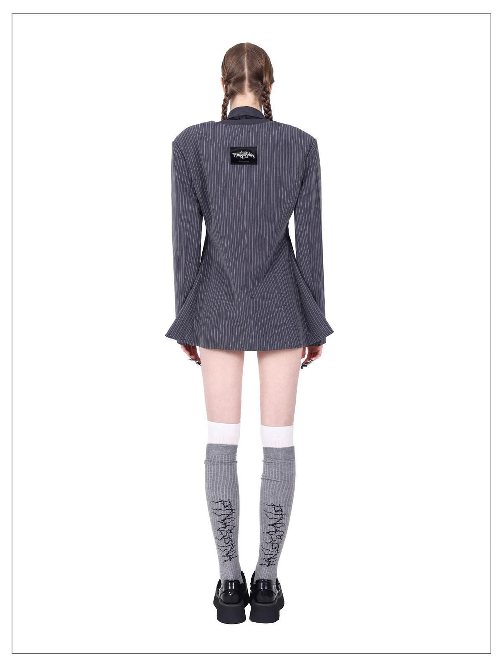 PINKSPINK Striped Cutout Silver Thread Rivet Women's Polyester Casual Mini Dresses