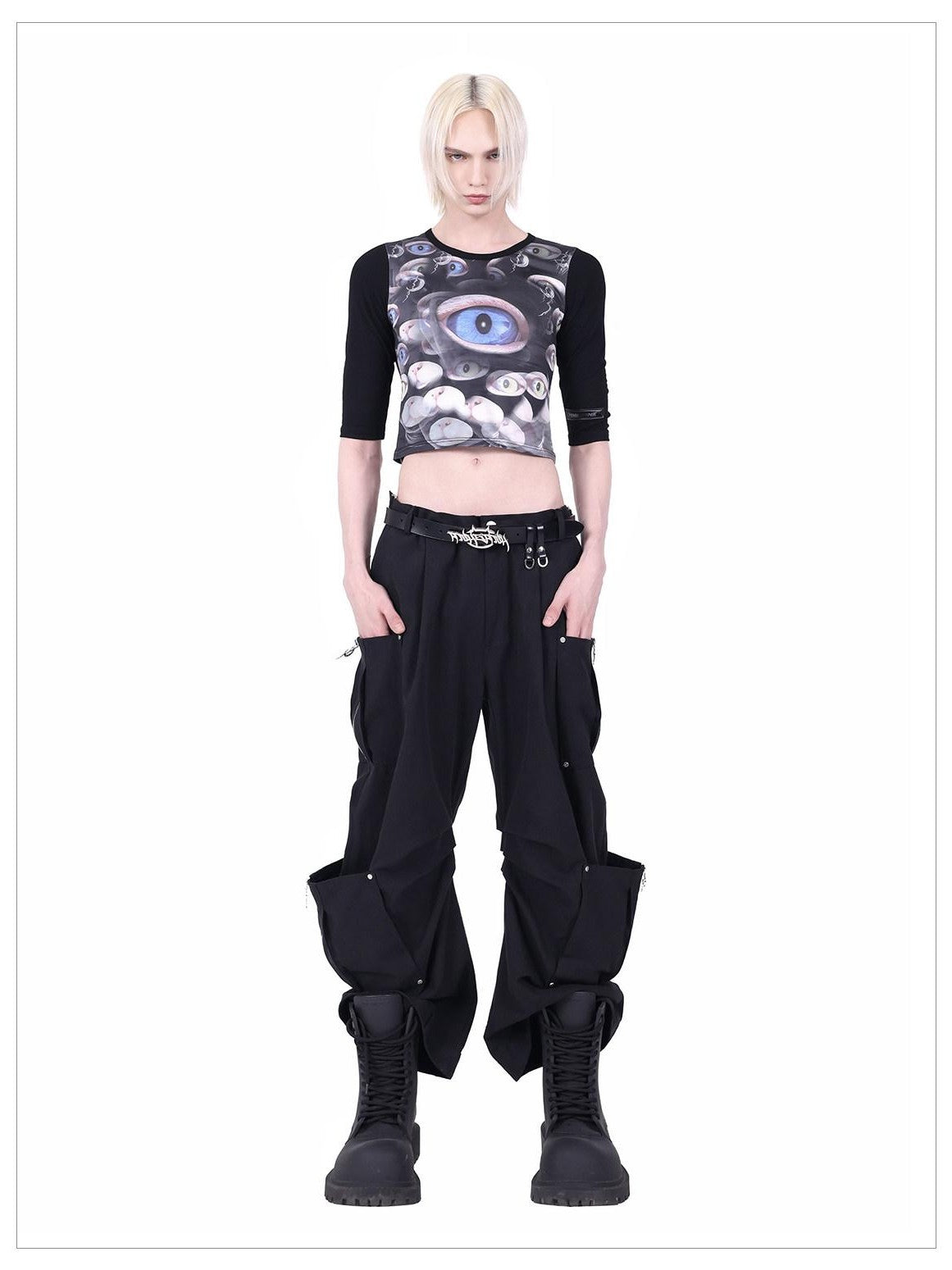 PINKSPINK Structured Pocket Adjustable Waist Zipper Street Women's Cotton Flare Pants