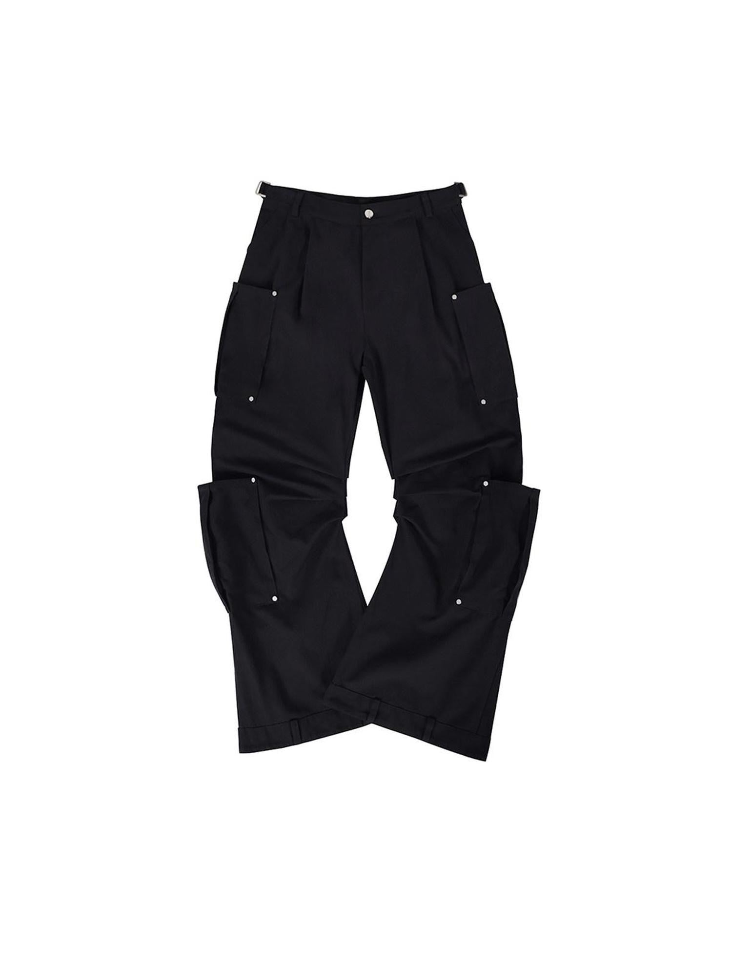 PINKSPINK Structured Pocket Adjustable Waist Zipper Street Women's Cotton Flare Pants