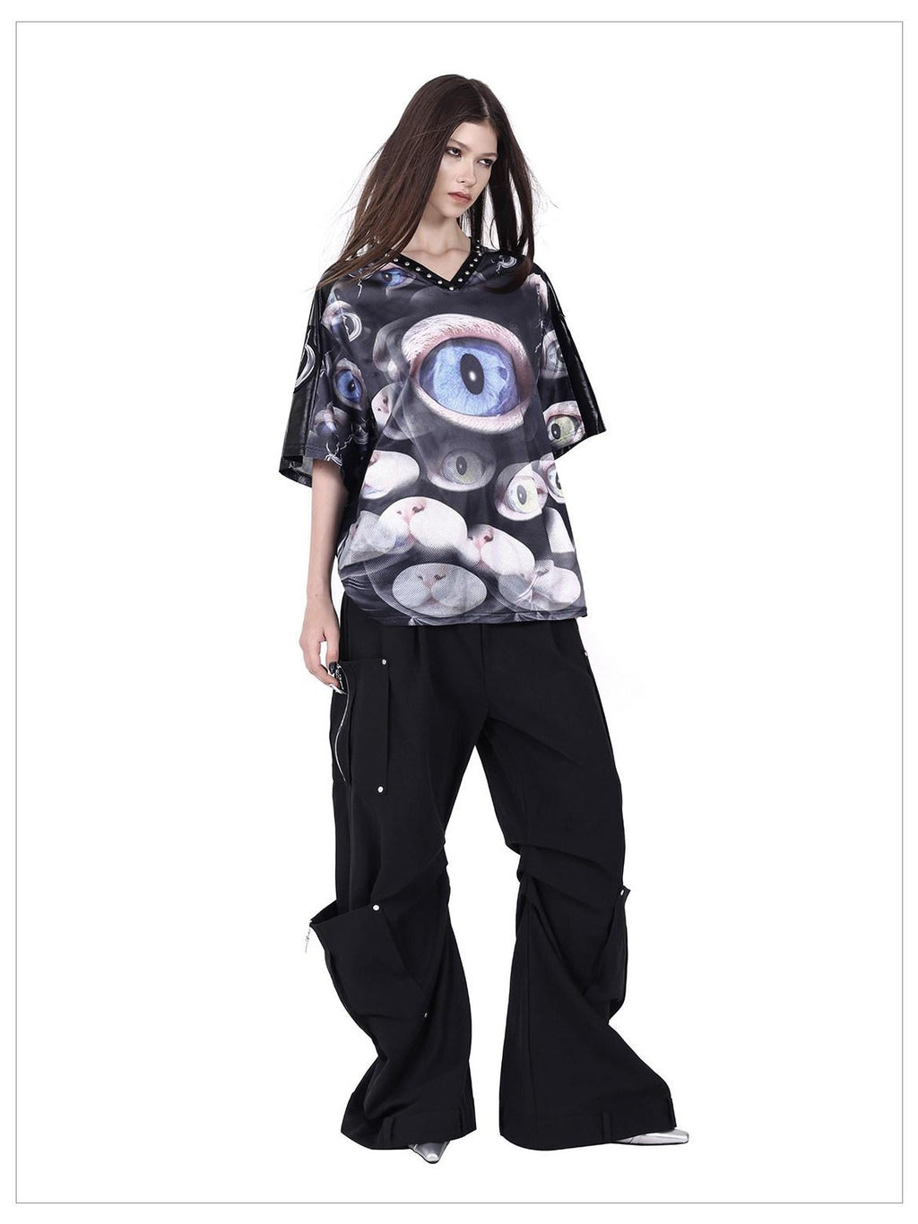 PINKSPINK Structured Pocket Adjustable Waist Zipper Street Women's Cotton Flare Pants